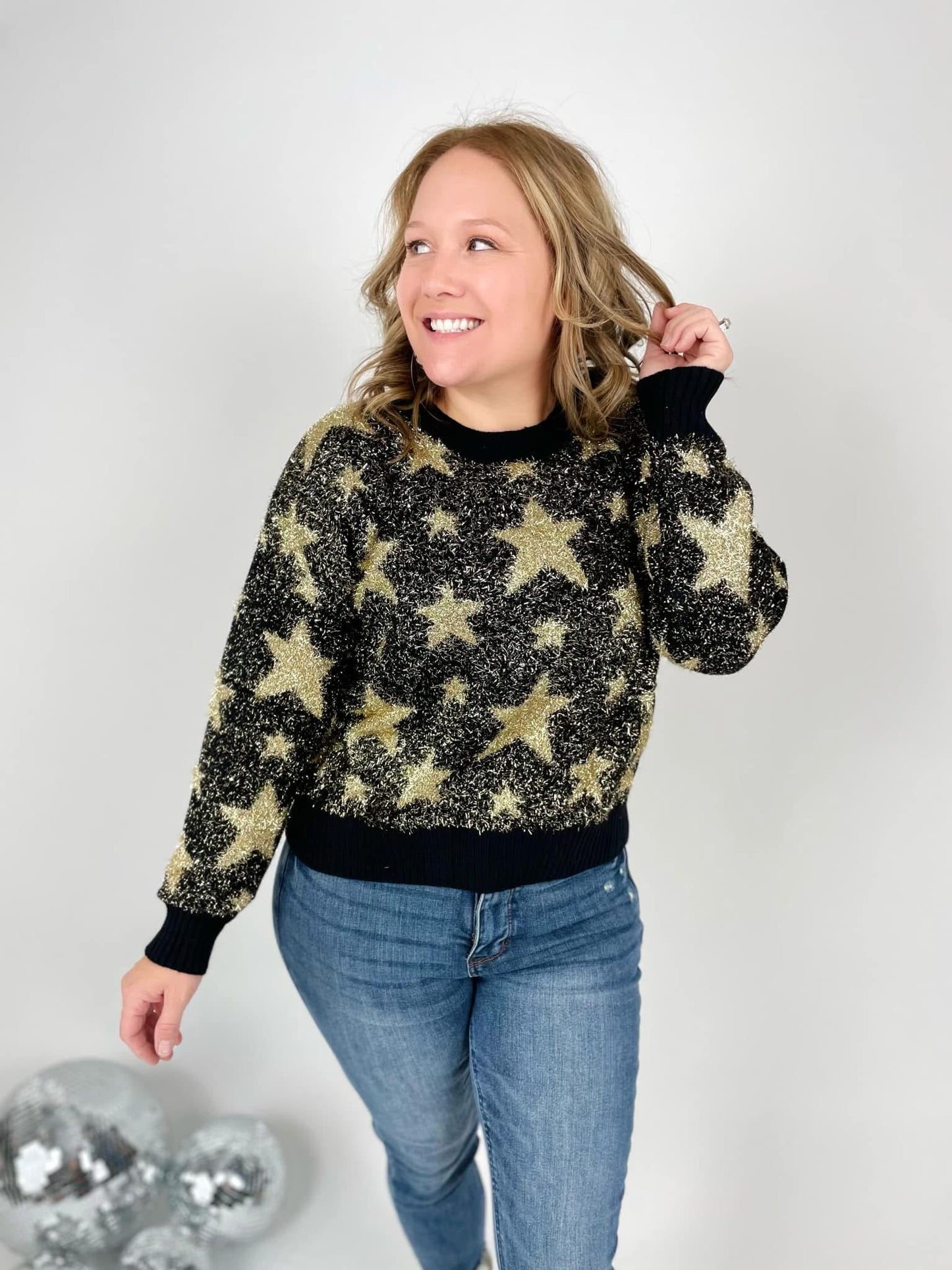 Golden Star Tinsel Sweater