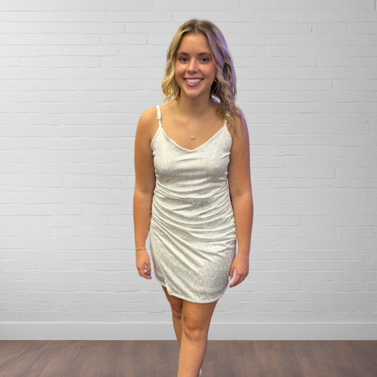 White Iridescent Formal Dress