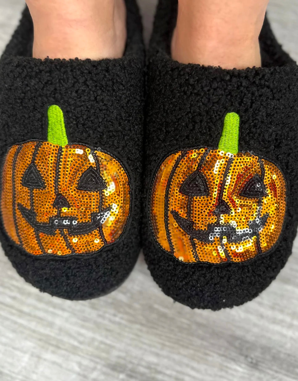 Hey Jack! Sequin Pumpkin Slippers