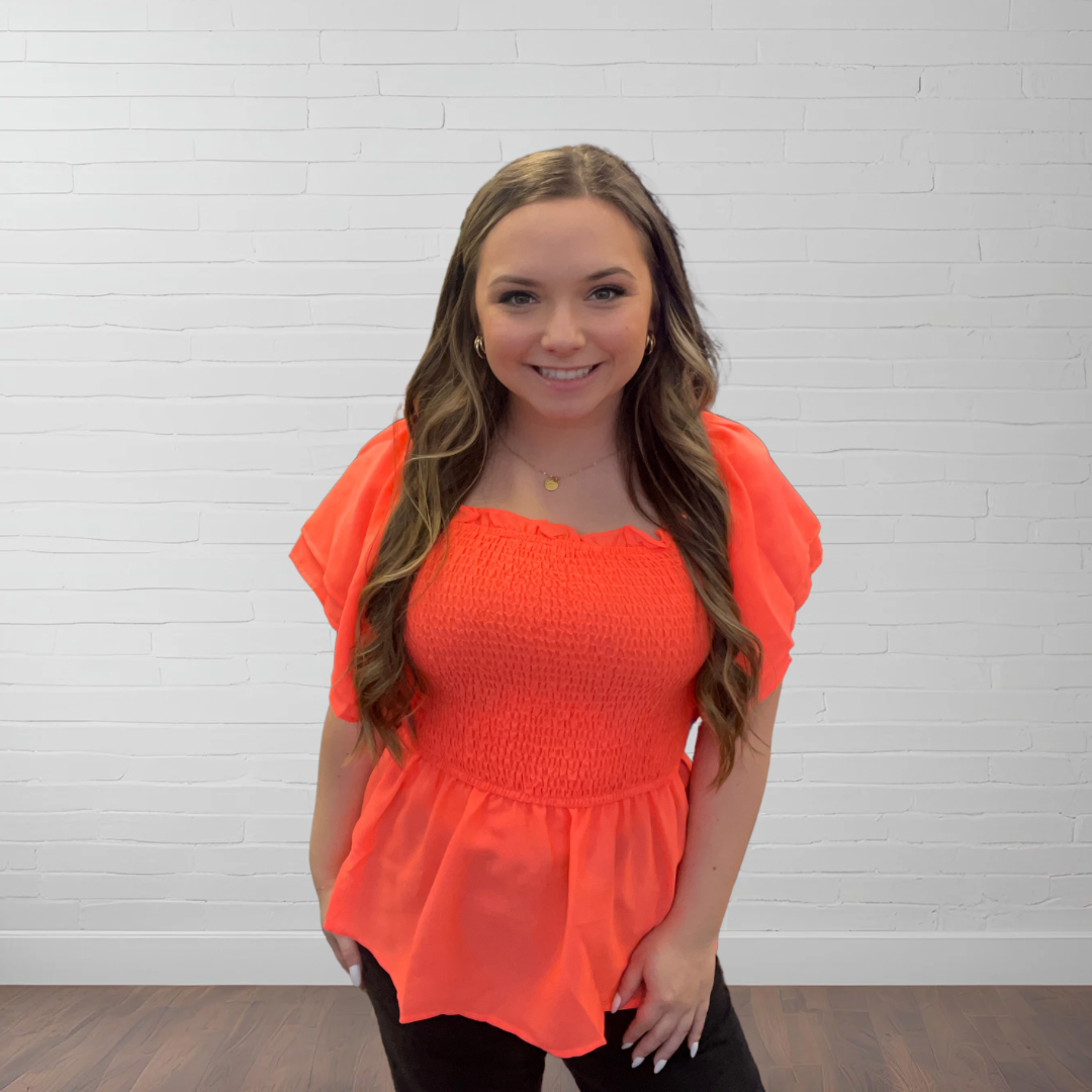 Ryan Ruffle Top - Coral