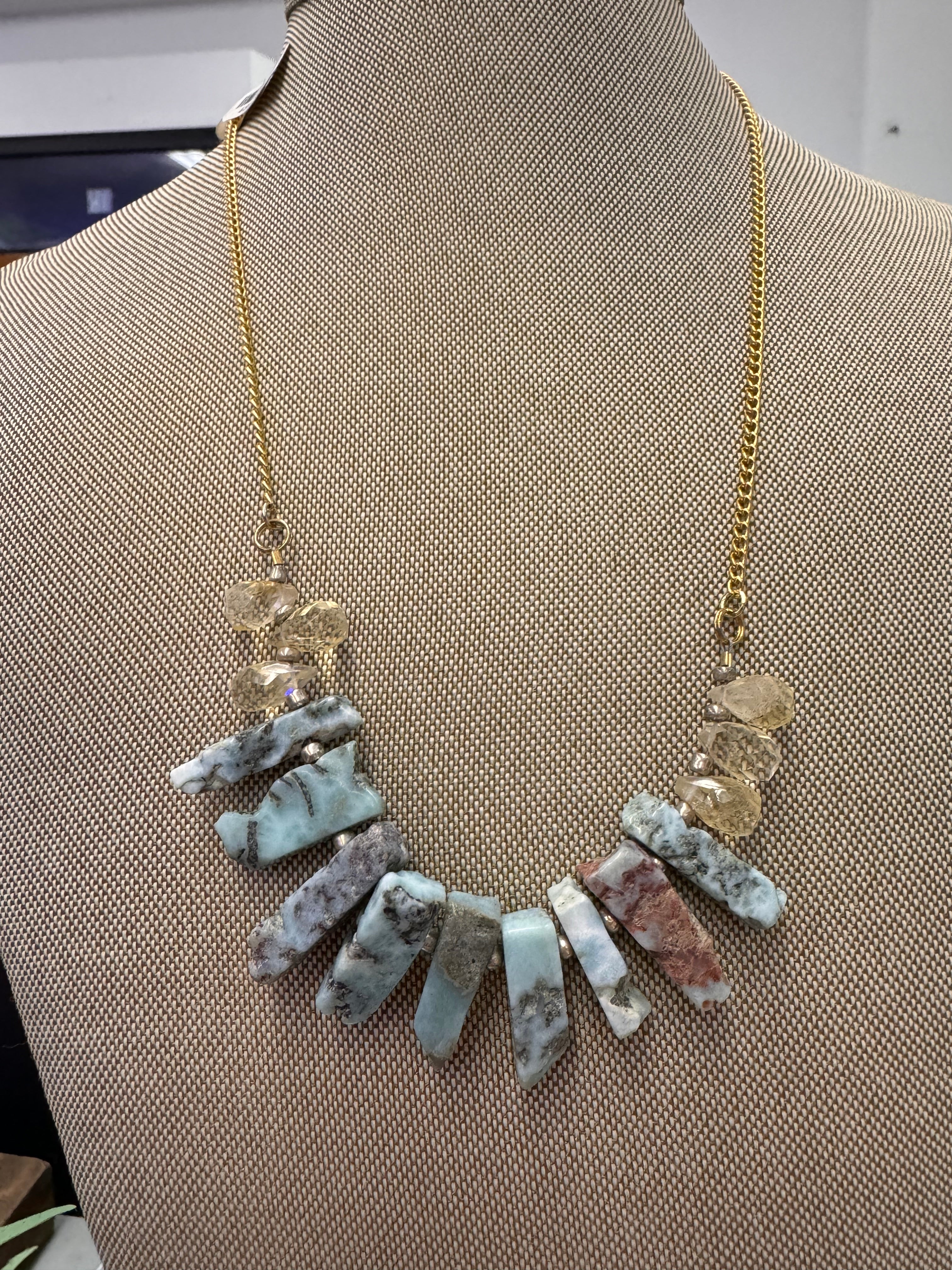 Turquoise Cliff Necklace- Collar Length