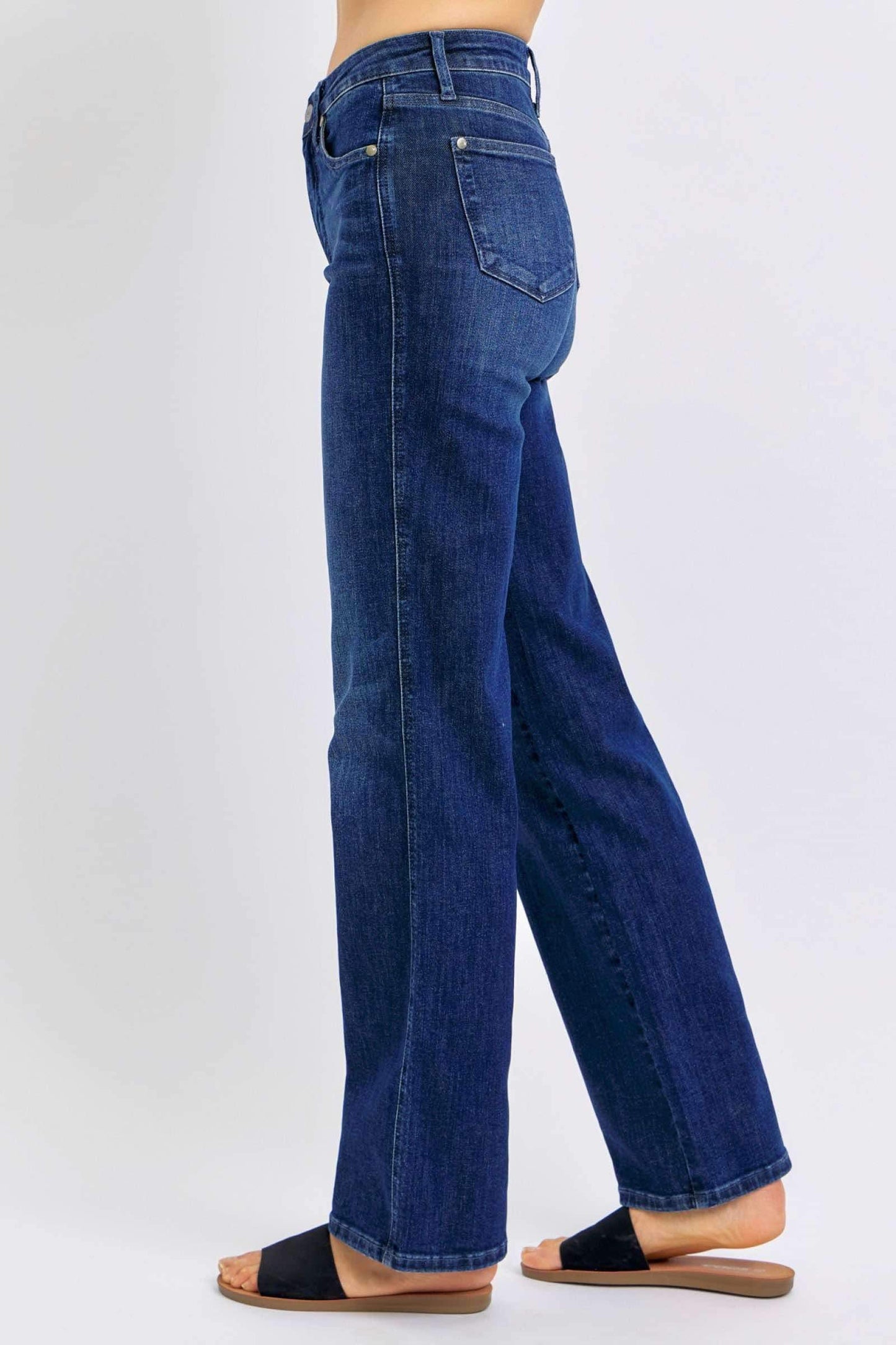 Judy Blue Mid-Rise Tummy Control Classic Straight Denim