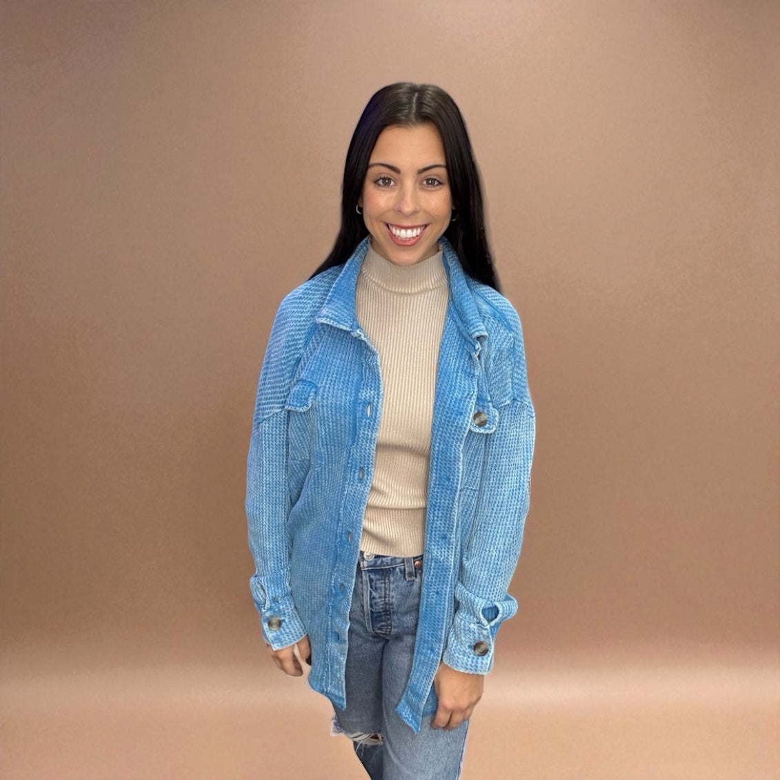 Acid Washed Oversized Shacket