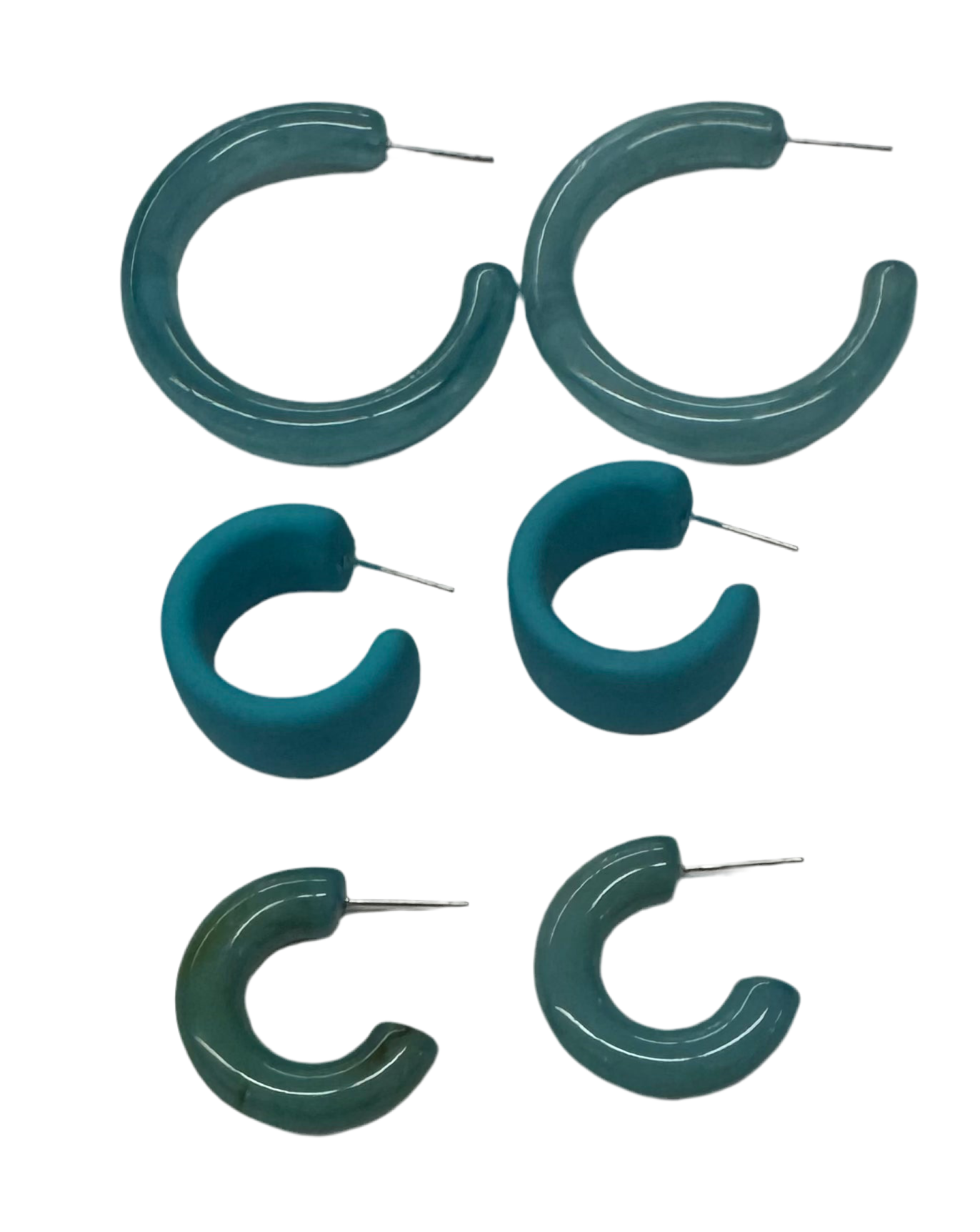 Degrees of Teal Hoop Earrings