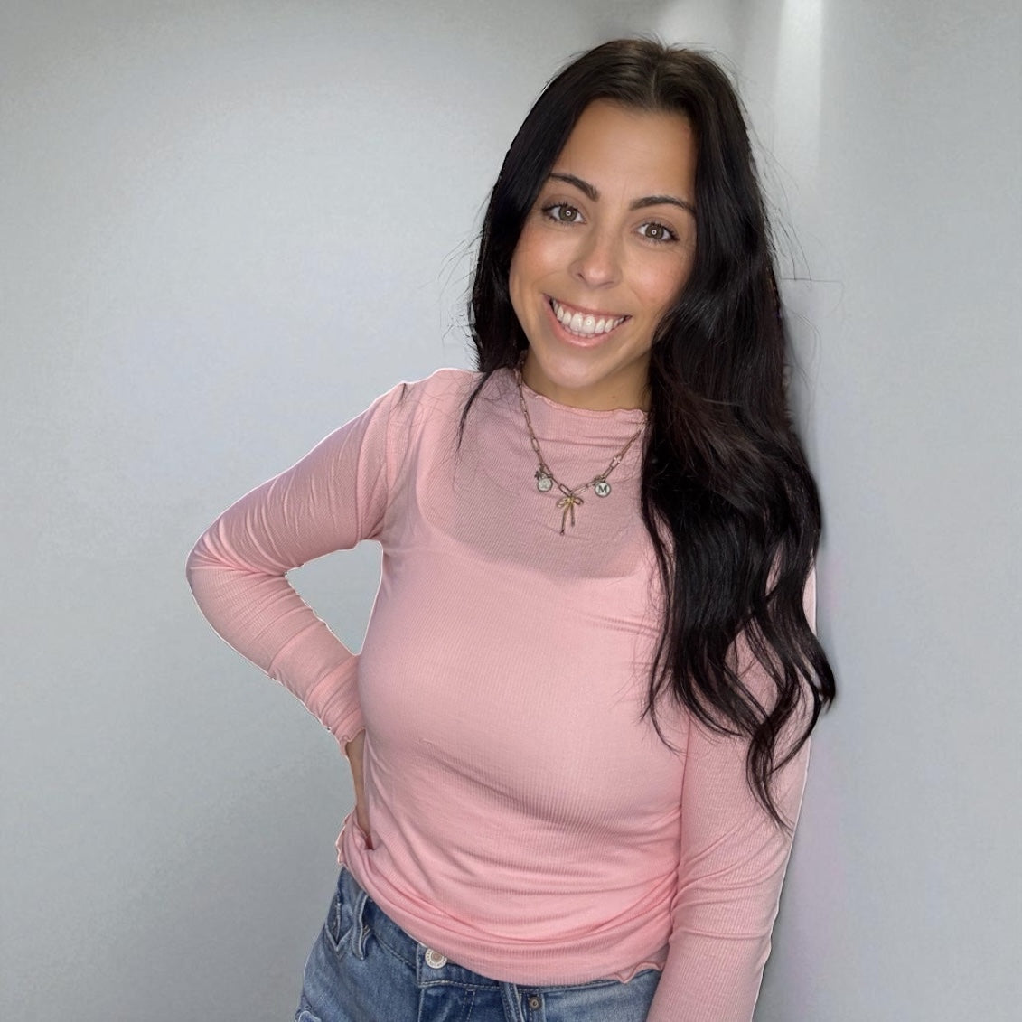 Ribbed Knit Rose Top