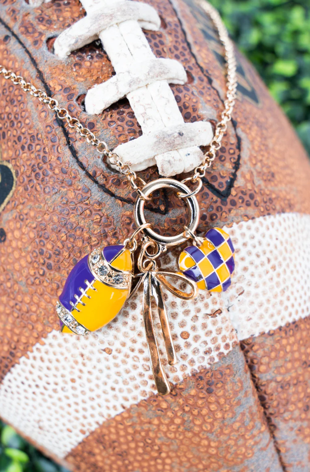 Gridiron Girl Purple & Yellow Necklace
