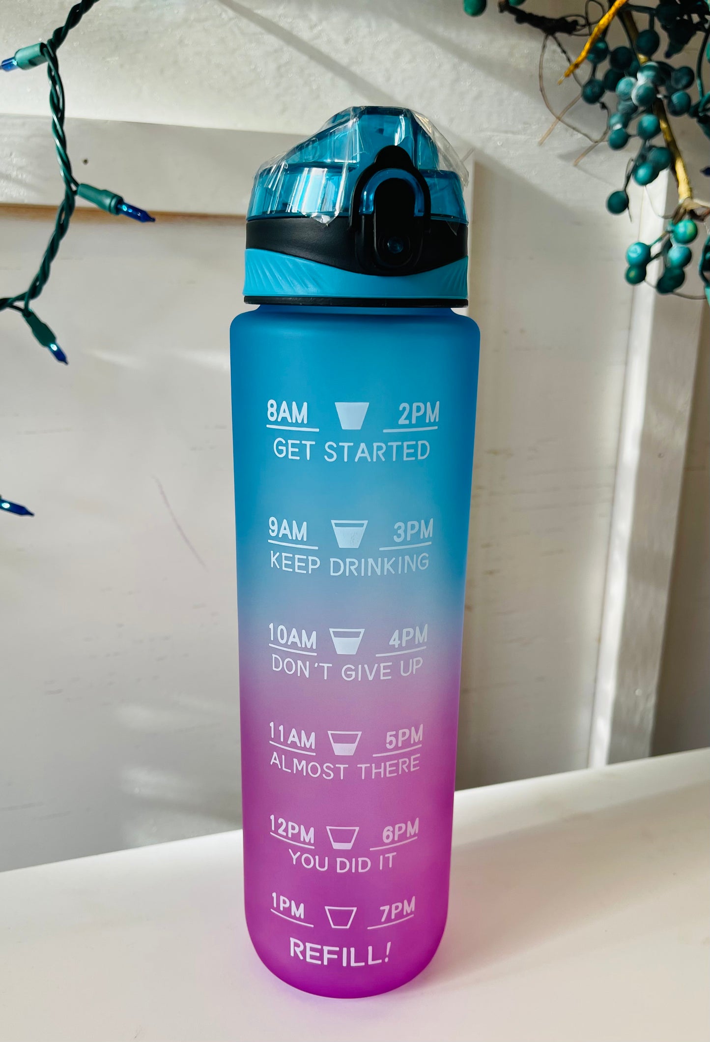 Purple & Blue Motivational Water Bottle