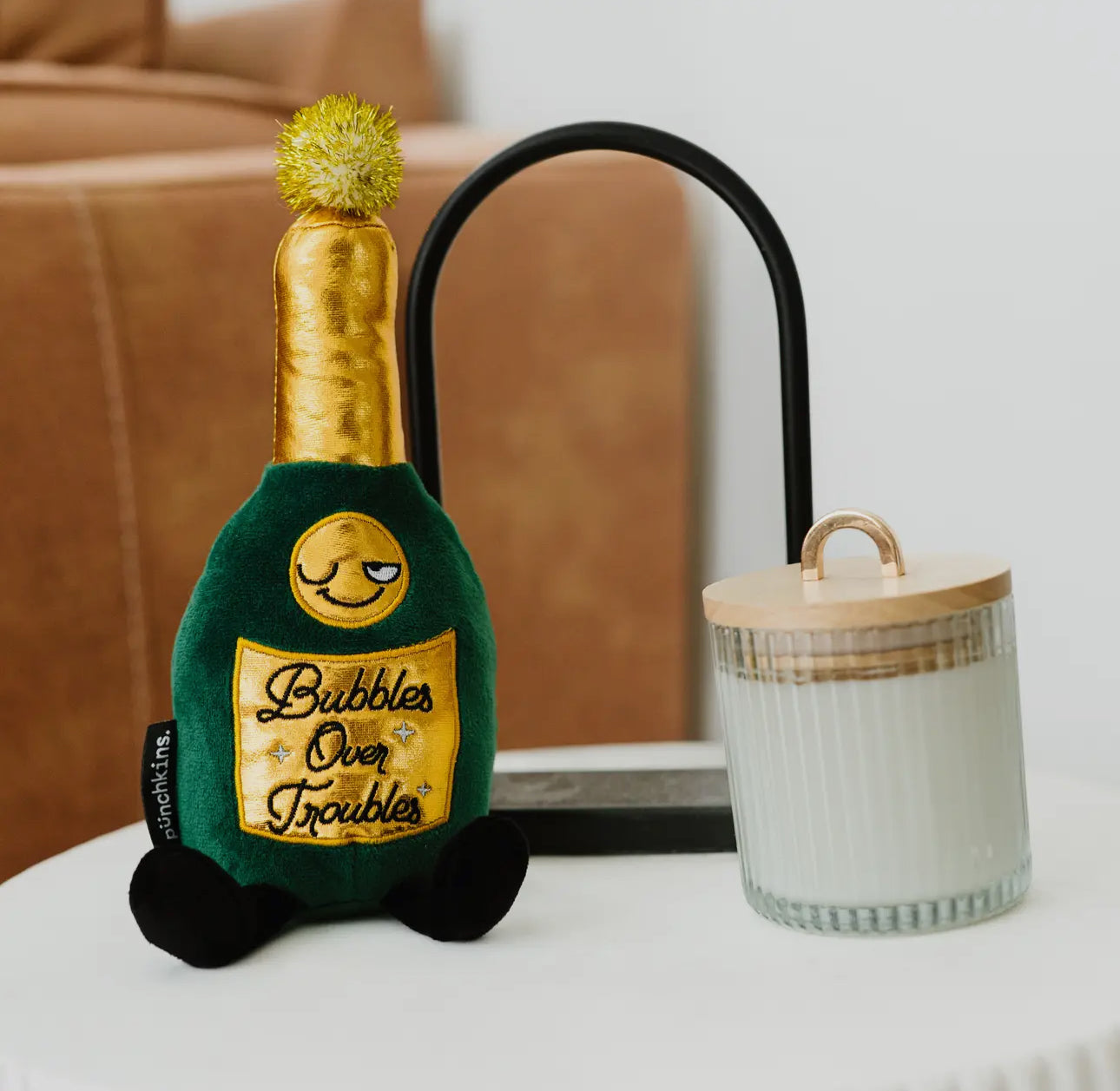 Bubbles Over Troubles Plush Champagne Bottle Punchkin