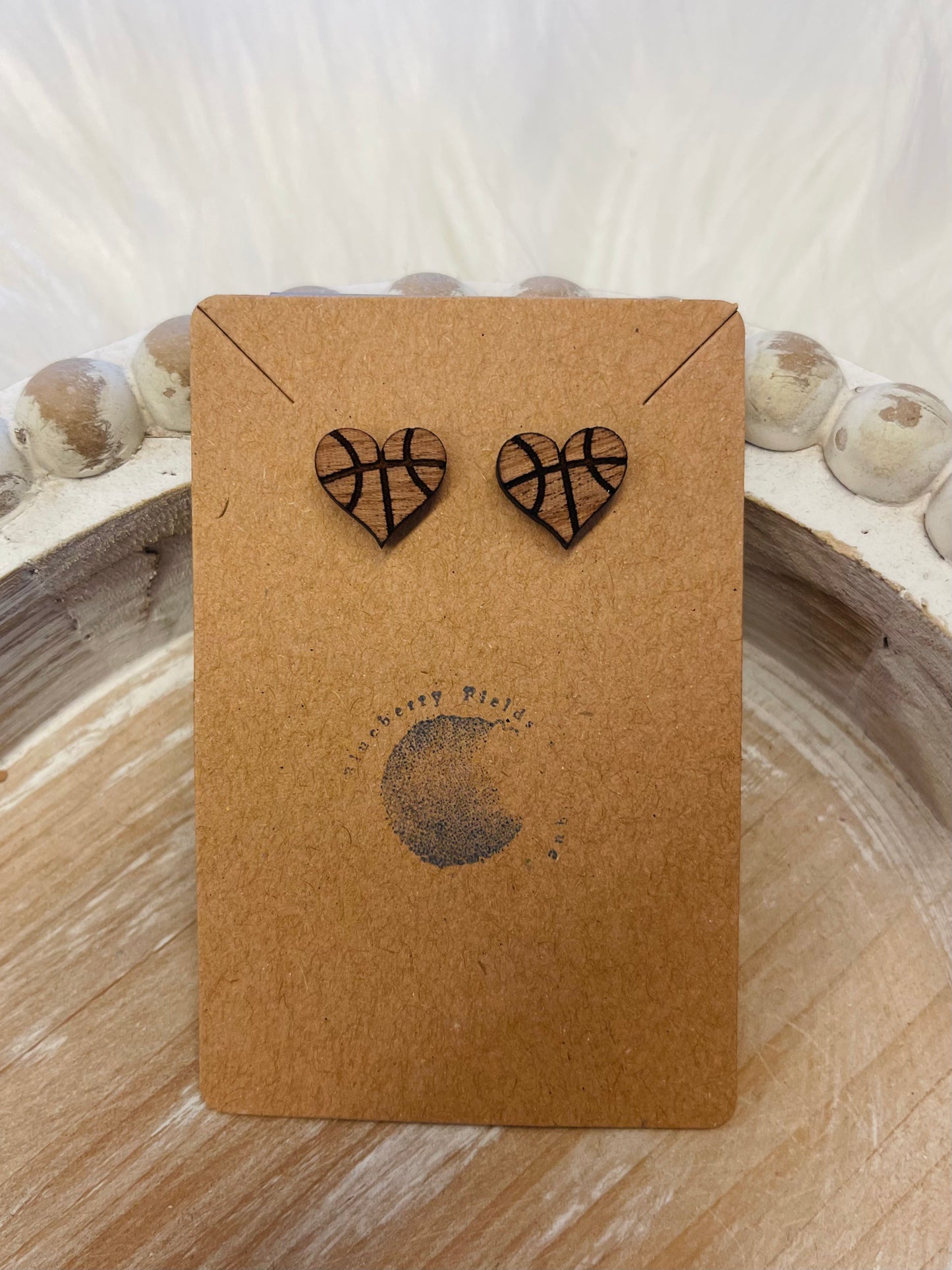 Basketball Heart Studs