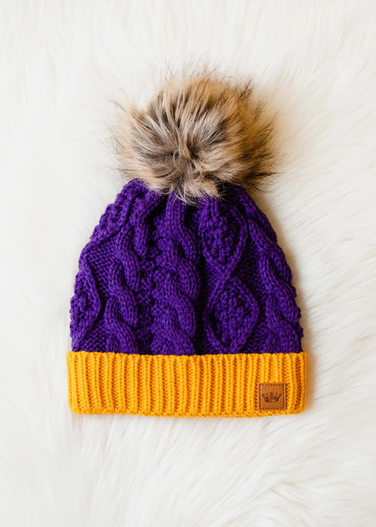 MN Skol Cable Knit Pom Hat