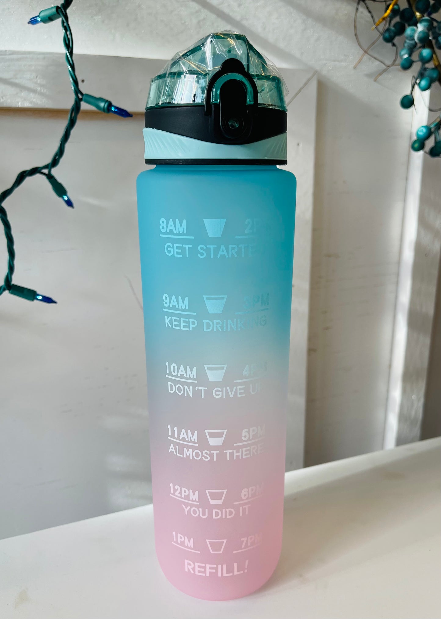 Pink & Blue Motivational Water Bottle