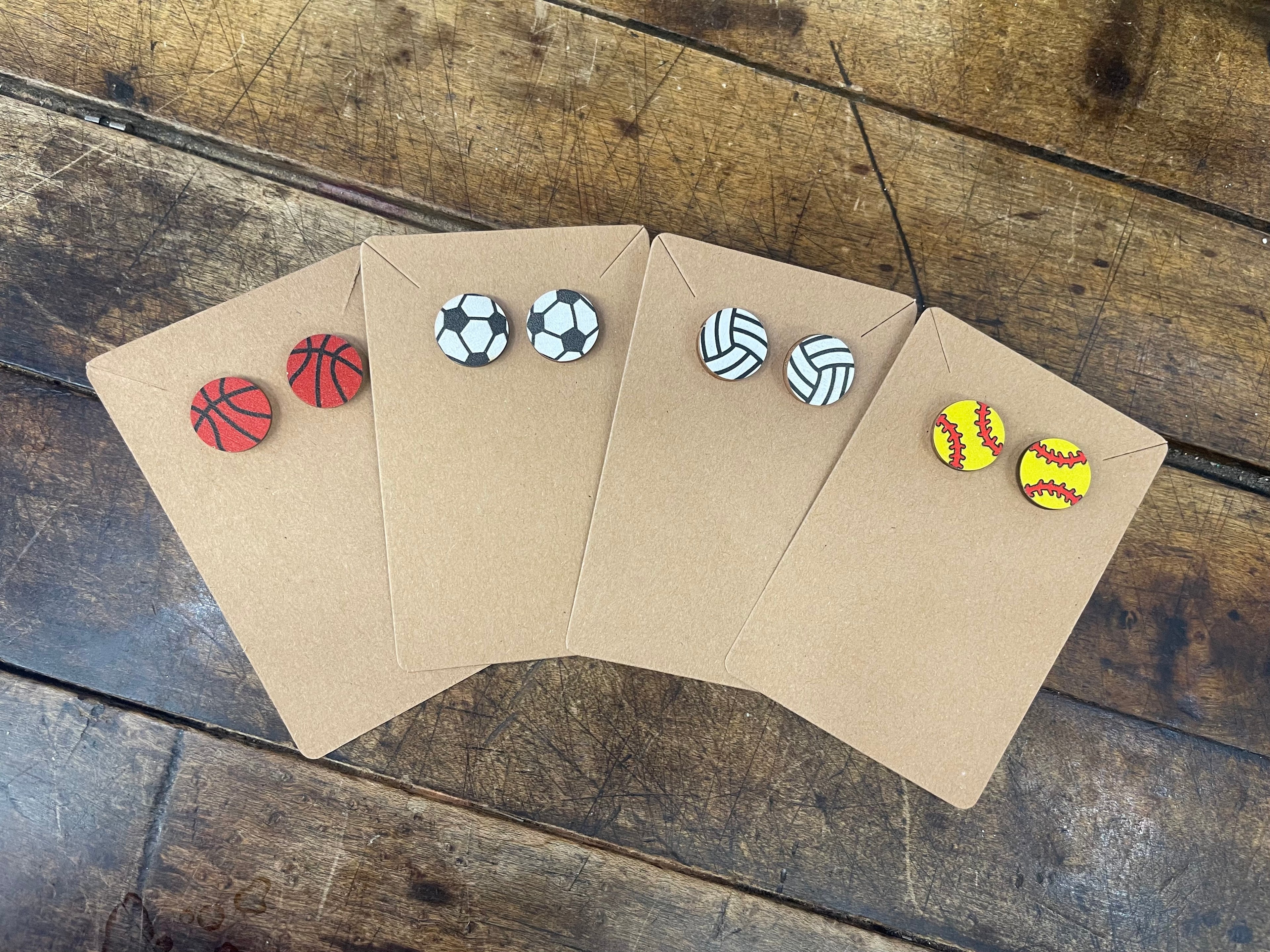 Sports Wooden Stud Earrings