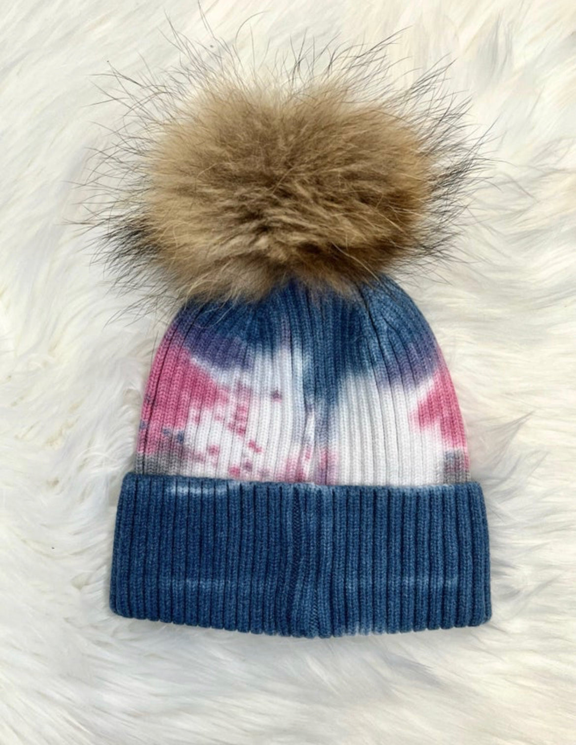 Cotton Candy Tie Dye Pom Hat