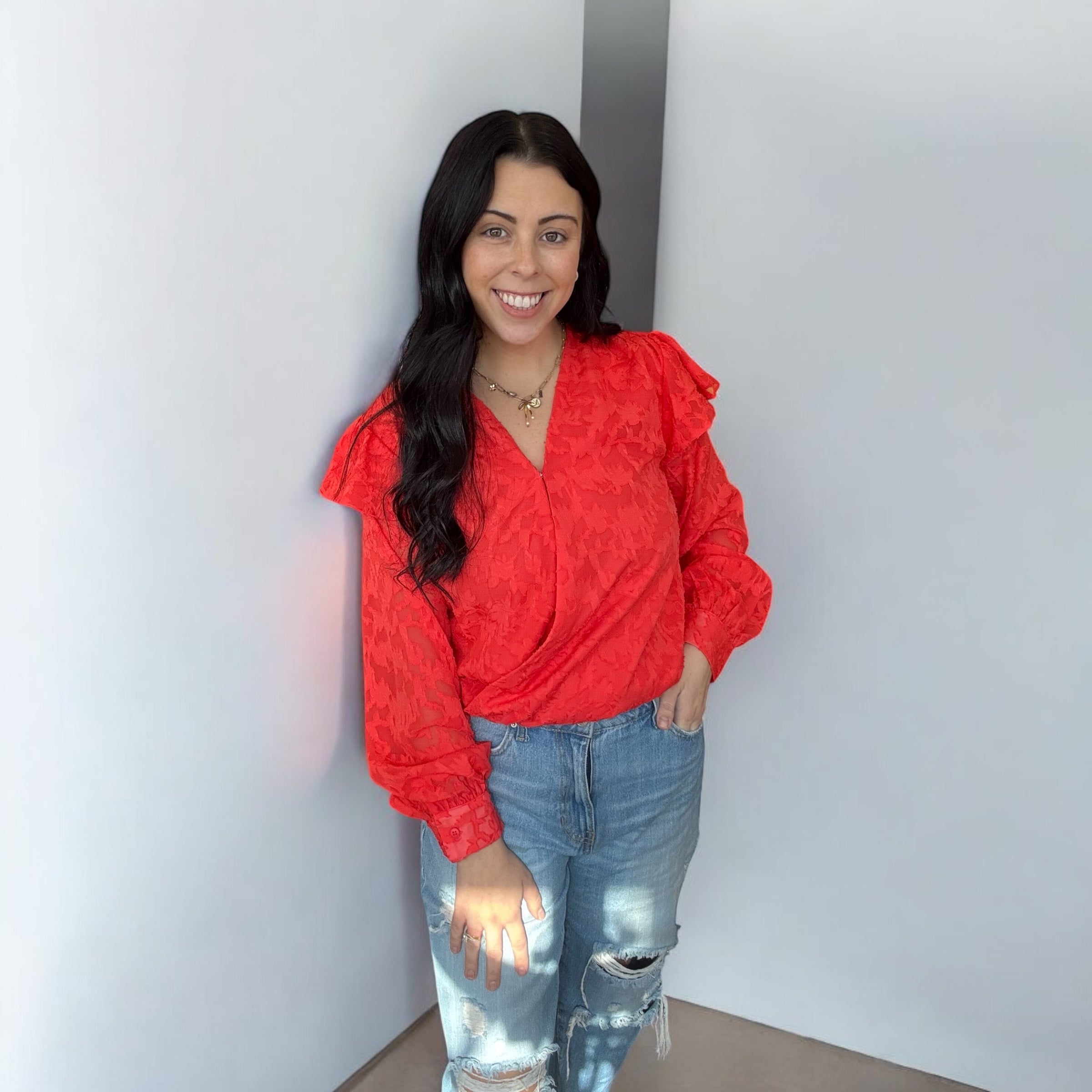 Going Places Ruffled Body Suit