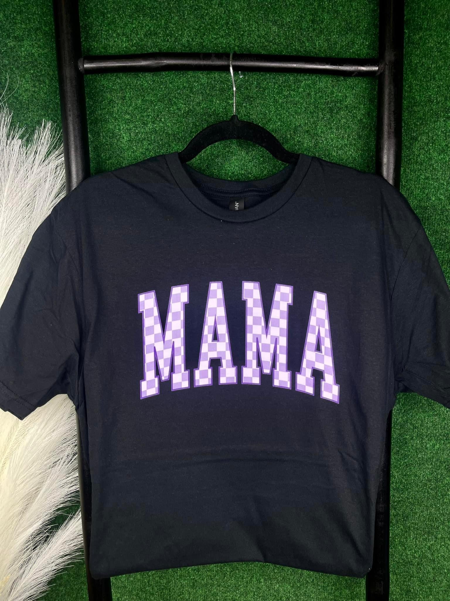 Purple Checkered Mama Tee