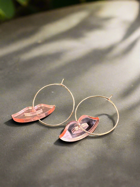 Floating Pink Lips Earrings