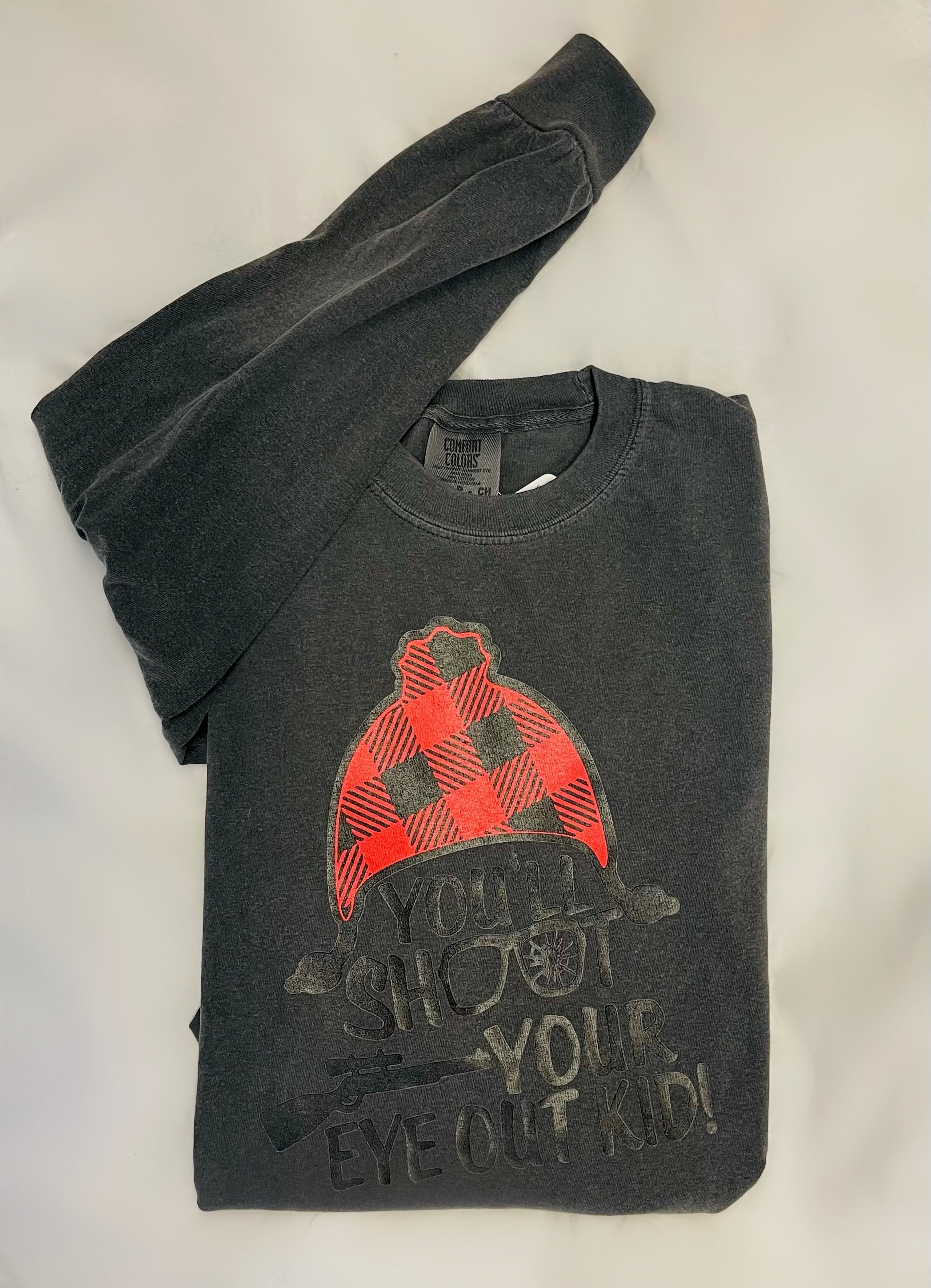 The Christmas Story "you'll shoot your eye out kid!" Charcoal Long Sleeve