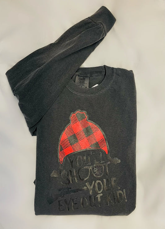 The Christmas Story "you'll shoot your eye out kid!" Charcoal Long Sleeve