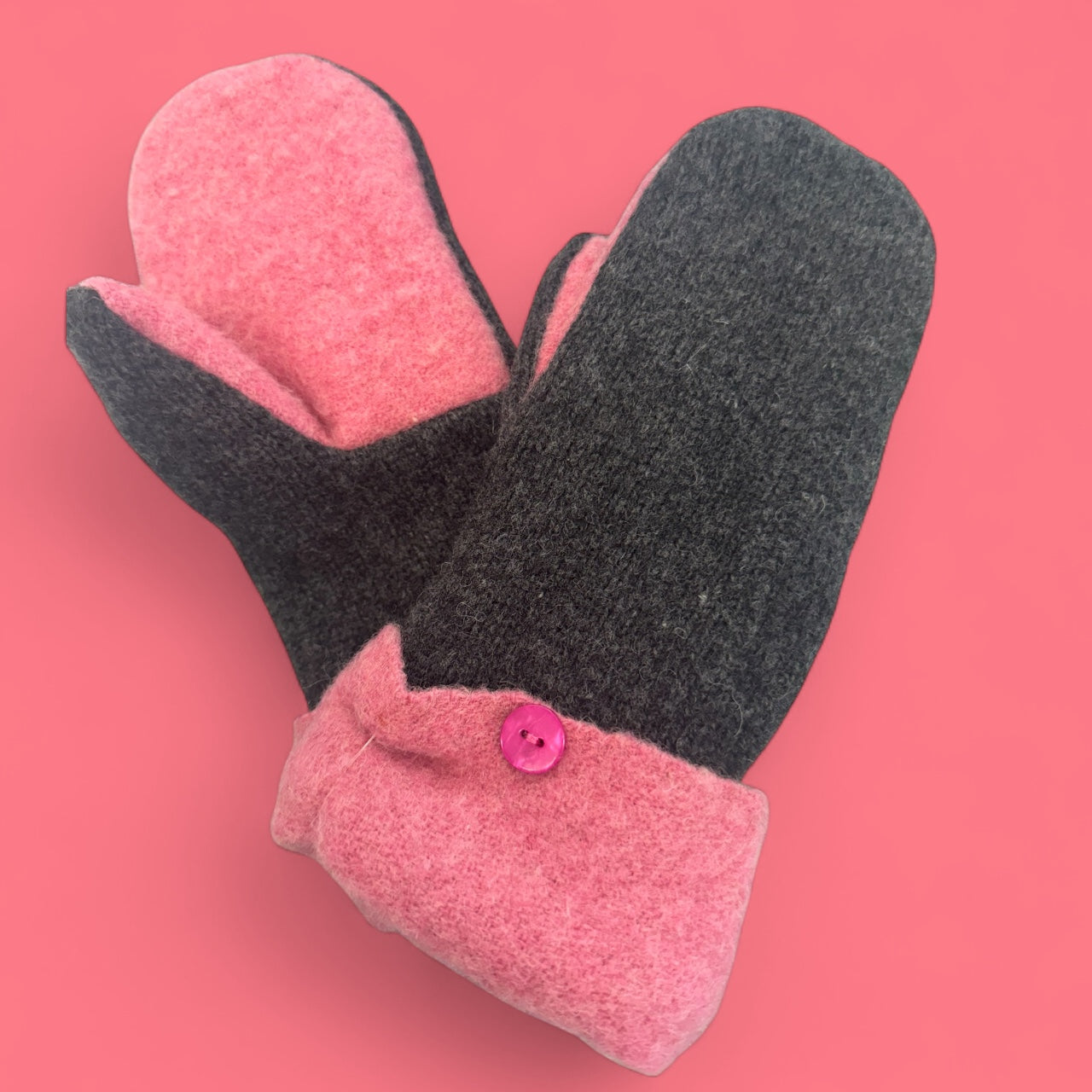 Perfectly Pink Wool Sweater Mittens