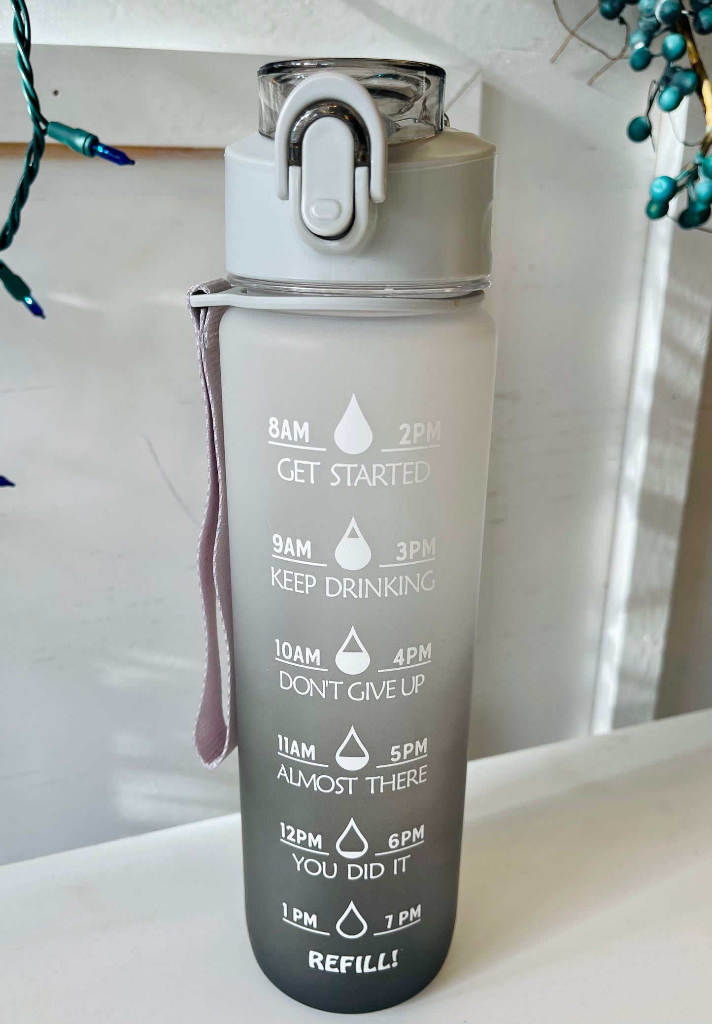 Grey Motivational Water Bottle