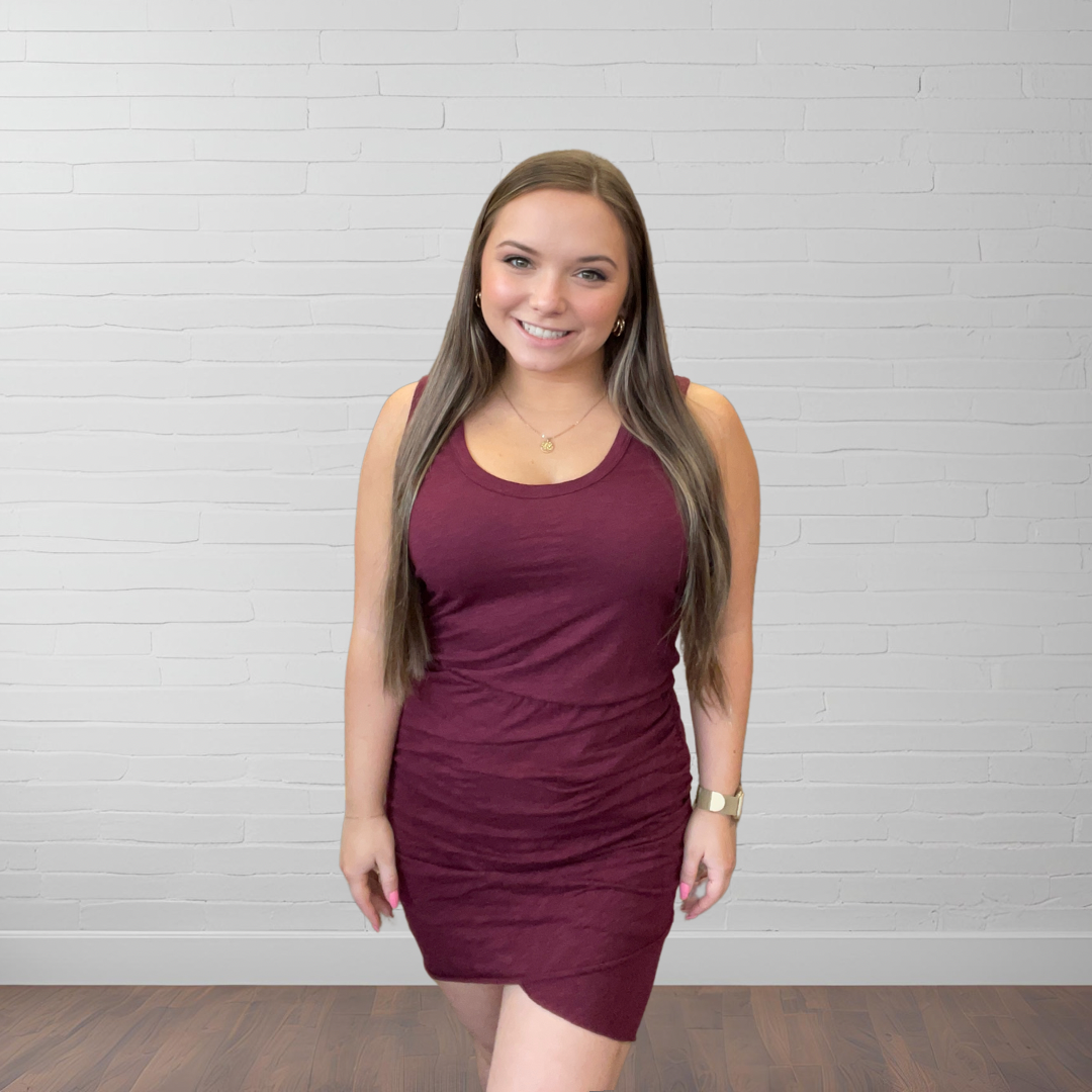 Side Ruched Elastic Waste Dress