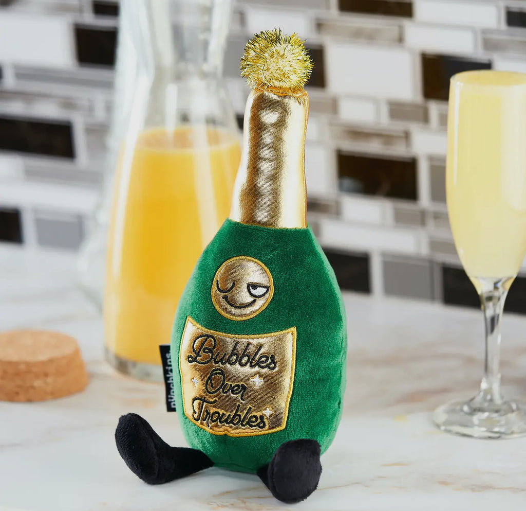 Bubbles Over Troubles Plush Champagne Bottle Punchkin