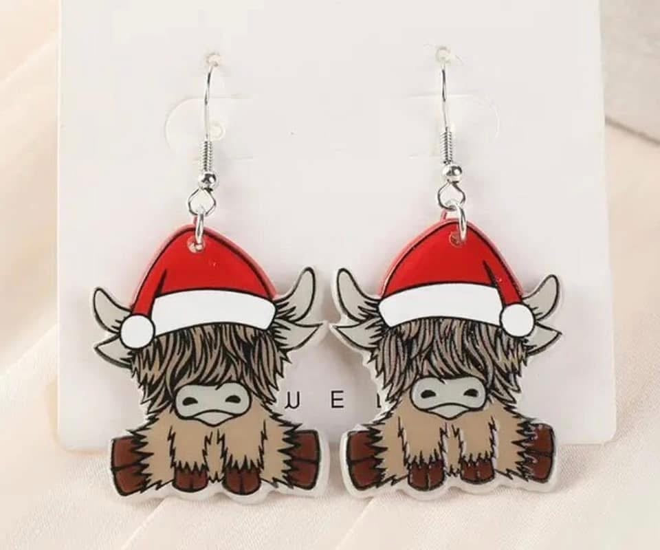Merry Moo Highland Cow Earrings