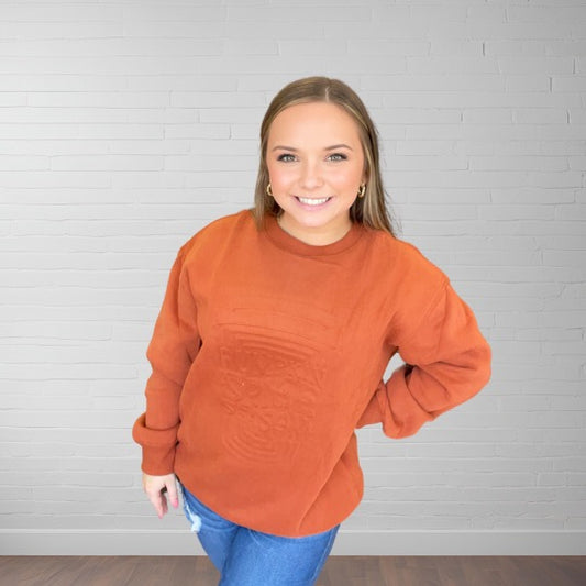 Corn Maze Pumpkin Spice Latte Embossed Sweater