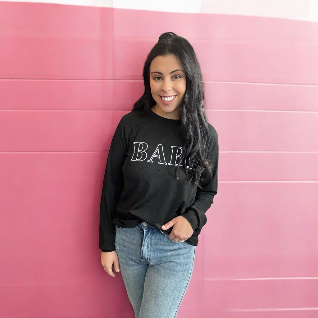 Babe Embroidered Ribbed Set