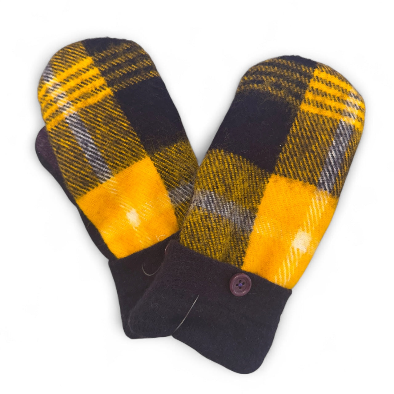 Purple & Gold Wool Sweater Mitttens