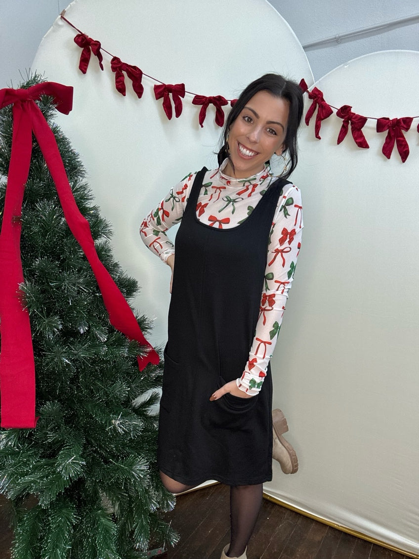 Rory Ribbed Jumper Dress ~ Black