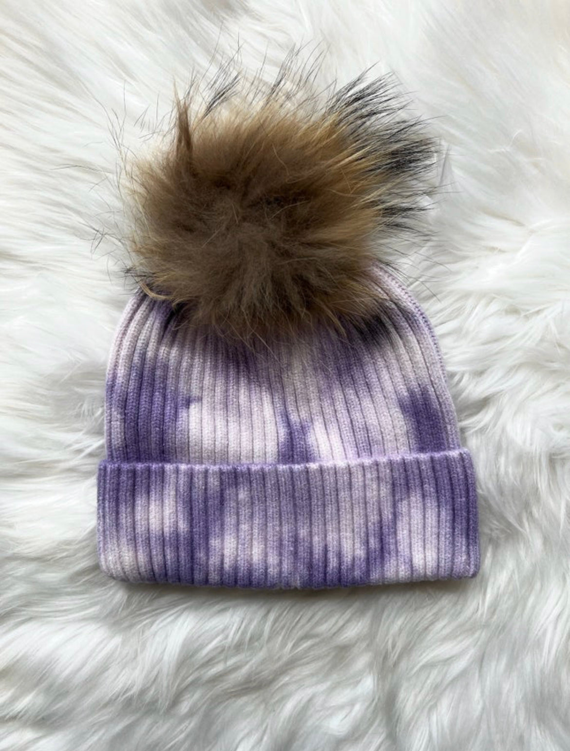 Purple Tie Dye Pom Hat