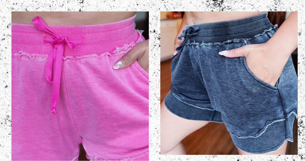 New Bestie Collection-Ash Wash Shorts:  Ash Pink & Ash Black
