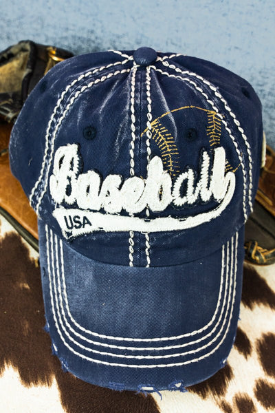 Distressed Navy Baseball Hat