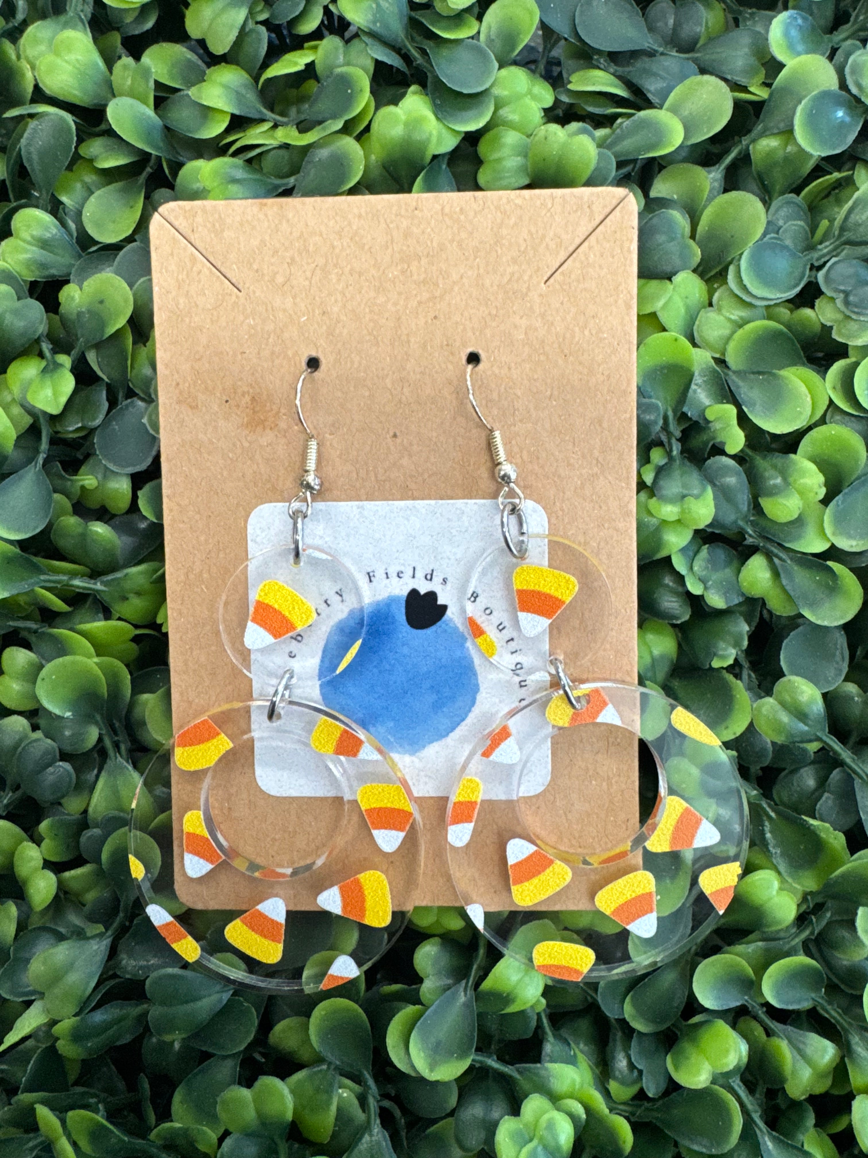 Candy Corn Acrylic Dangle Earrings