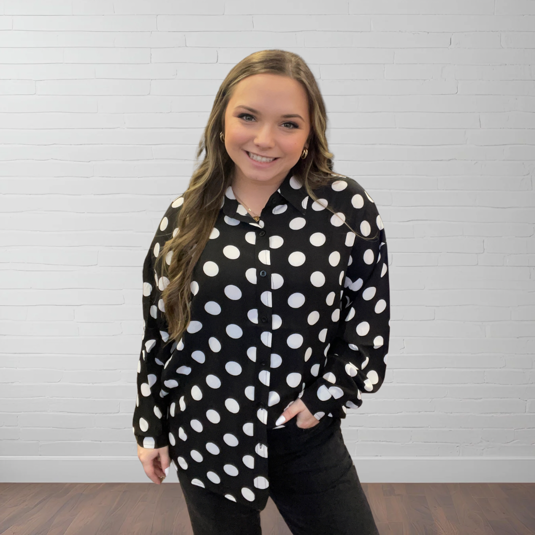 Darling Button Up Top ~ Black