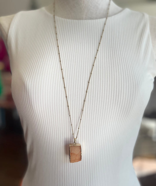 Orange Rectangle Agate Neckalce