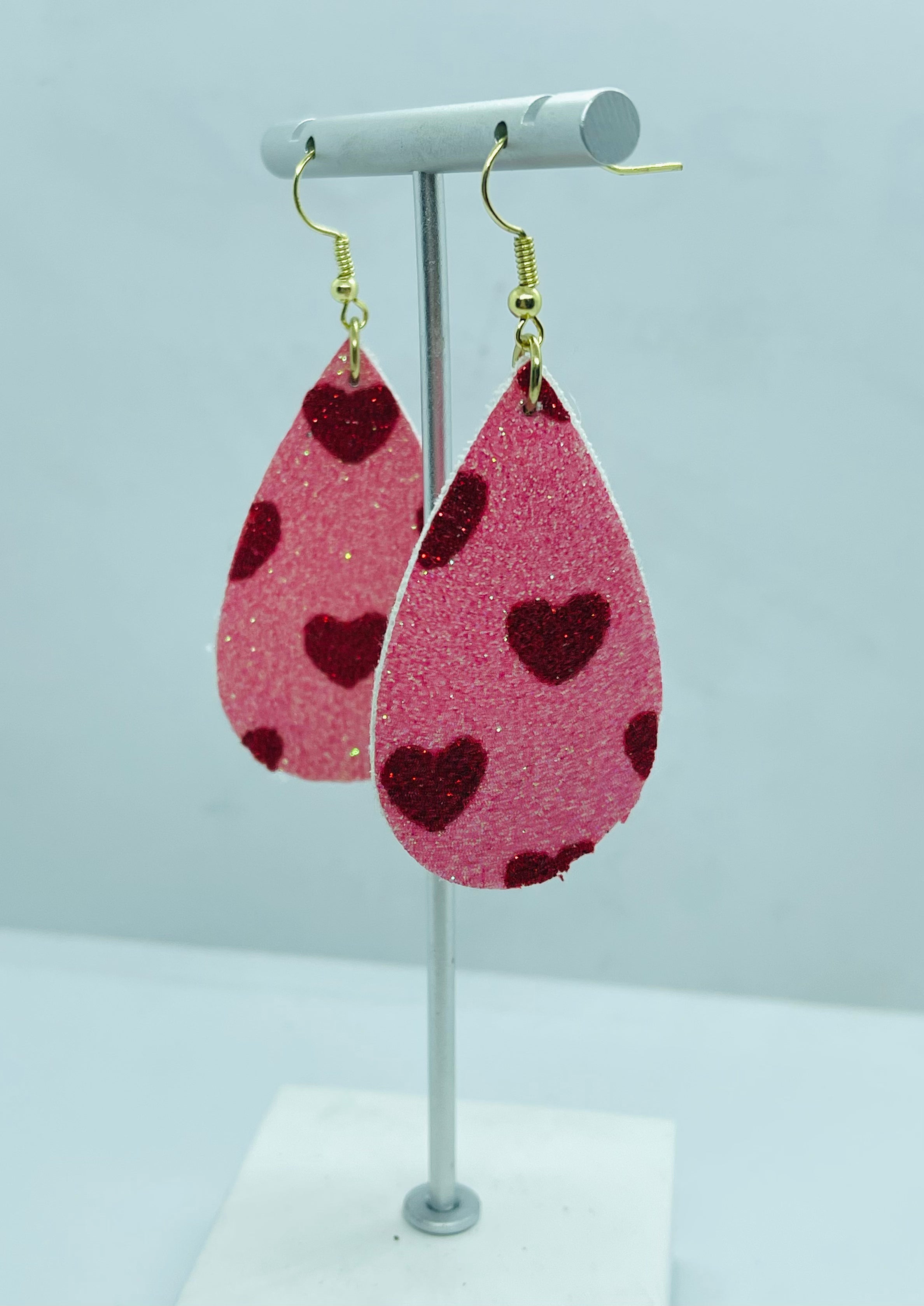 Teardrop Red Heart Earrings