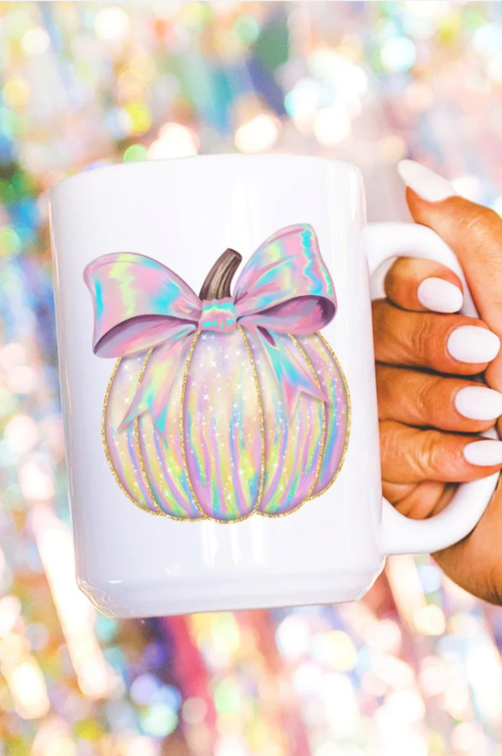 Iridescent Bow Pumpkin Mug