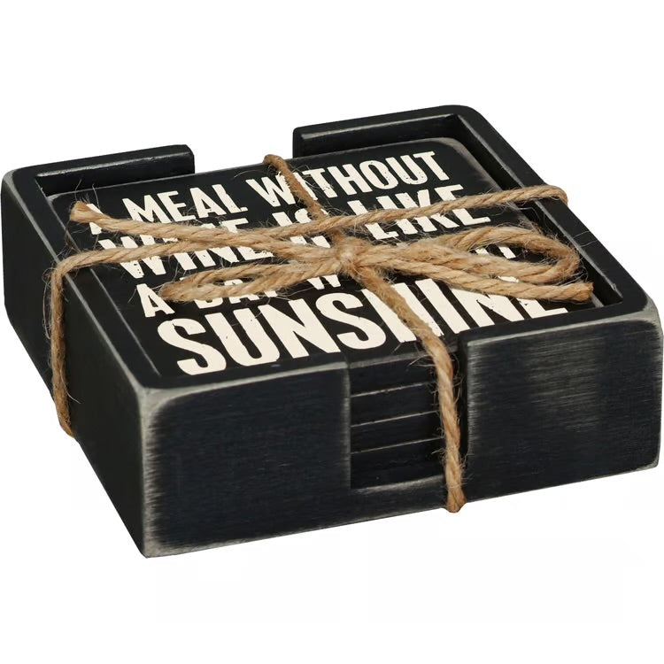 Wooden Set of Wine Sentiments Coasters