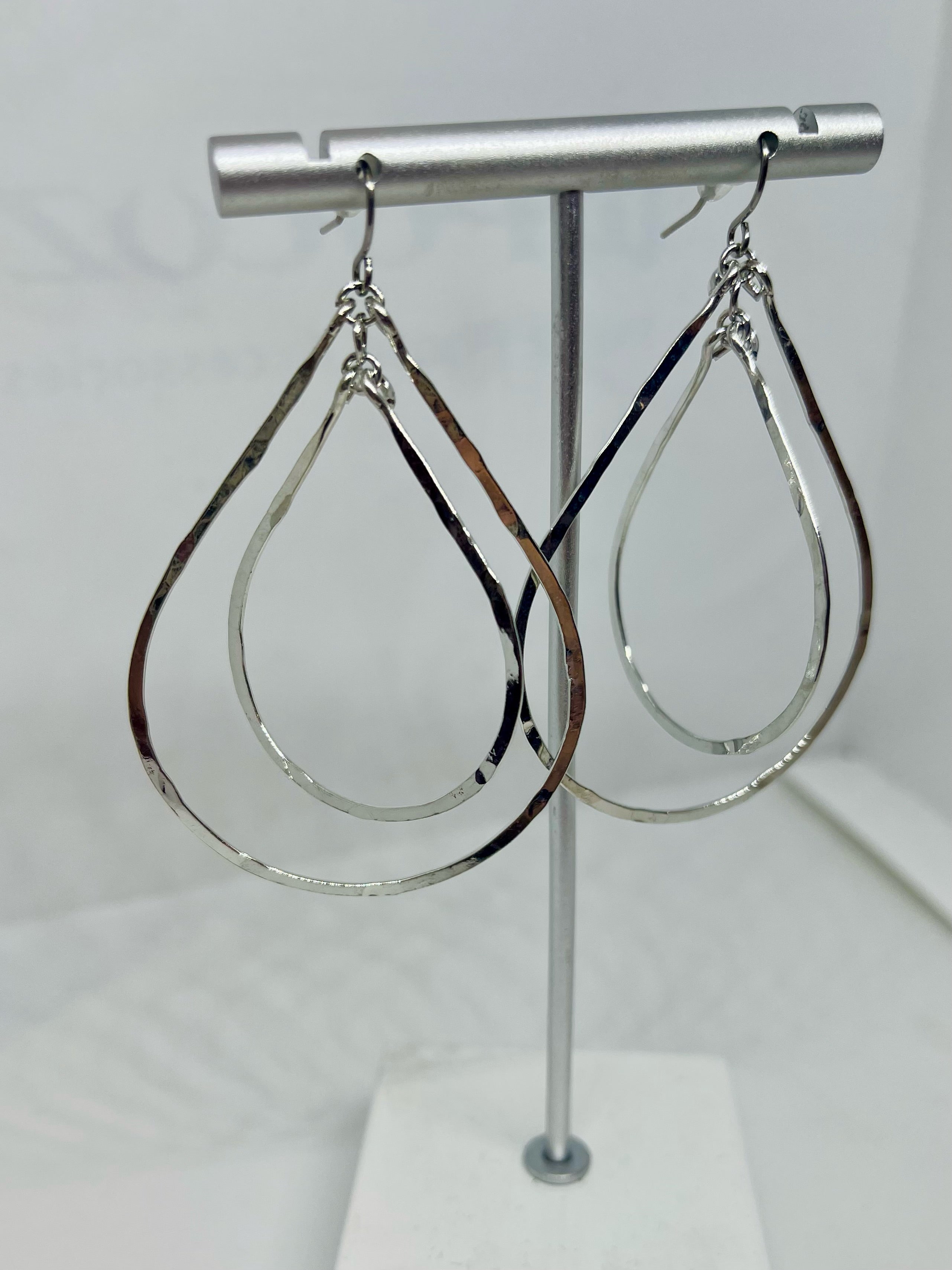 Silver Cutout Teardrop Earrings