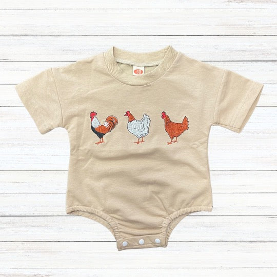 Lil Chicken Friends Embroidered Romper