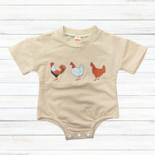 Lil Chicken Friends Embroidered Romper