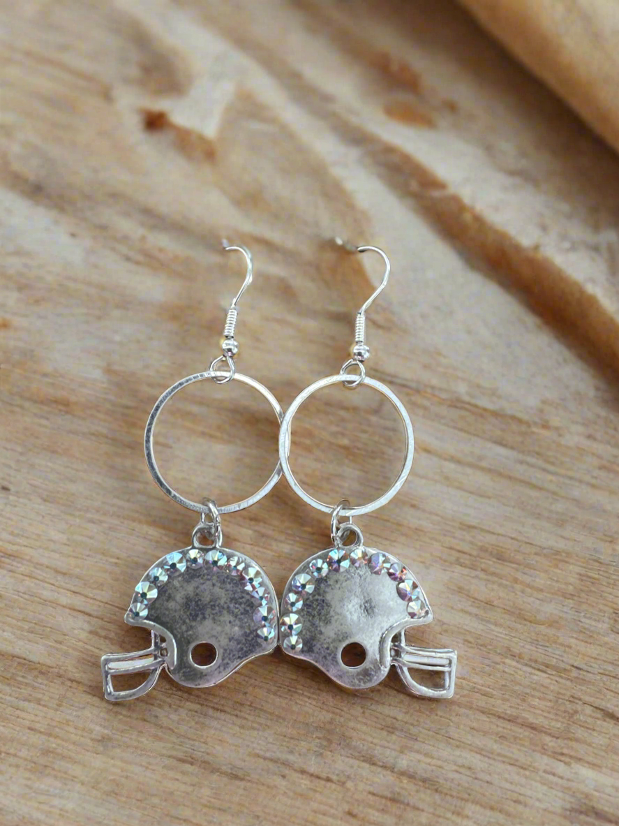 Silver Football Dangle Earrings