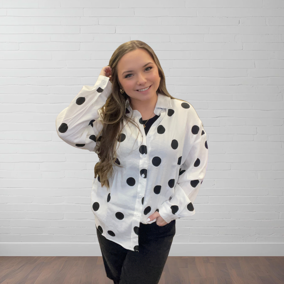 Darling Button Up Top ~ White