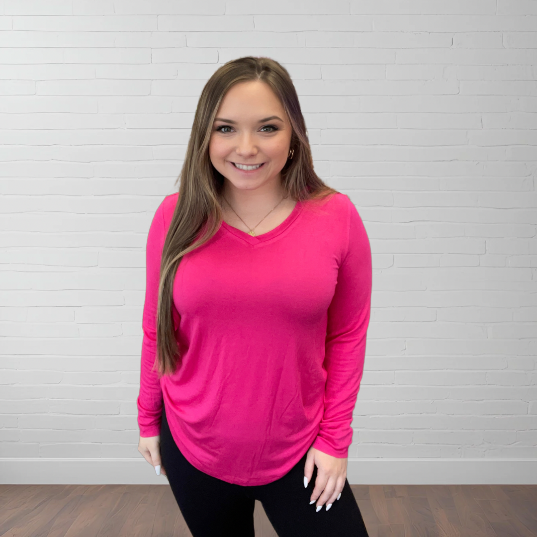 Brittany Basic Long Sleeve Tee ~Pinkest
