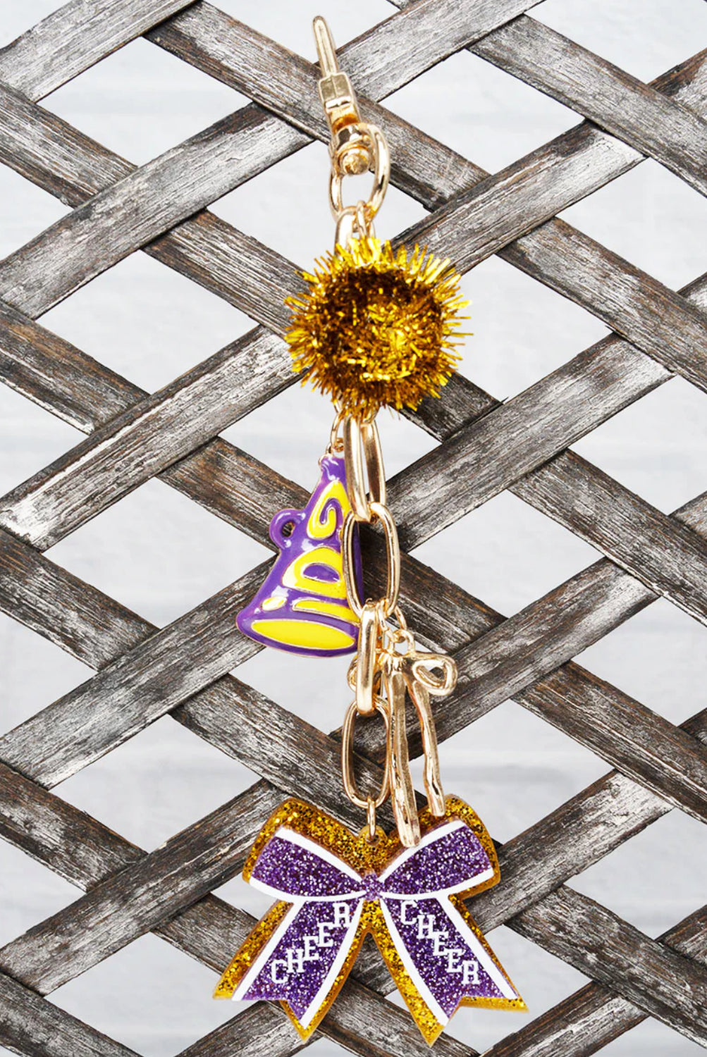 Game Day Purple and Yellow Tailgating Star Bag Charm