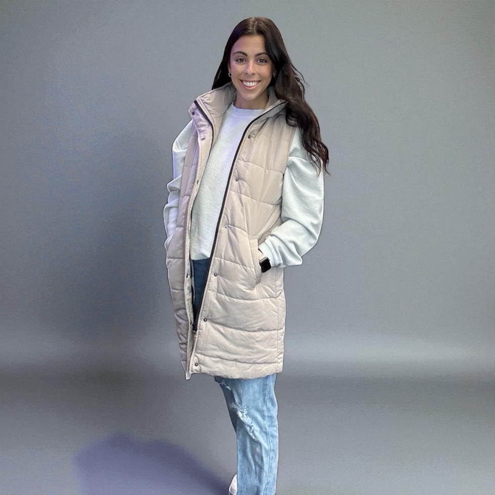 Harlow Long Vest ~ Latte