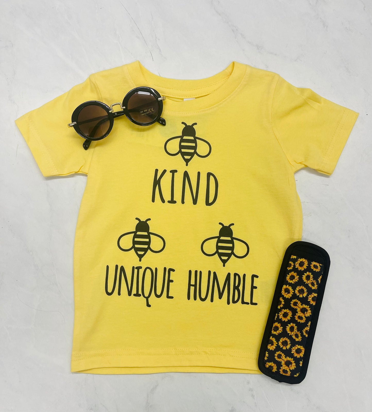 Bee Kind, Bee Unique, Bee Humble Kids Tee