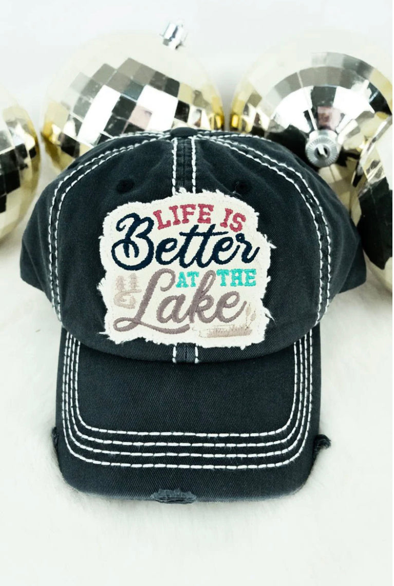 Distressed Life is Better At the Lake Baseball Hat